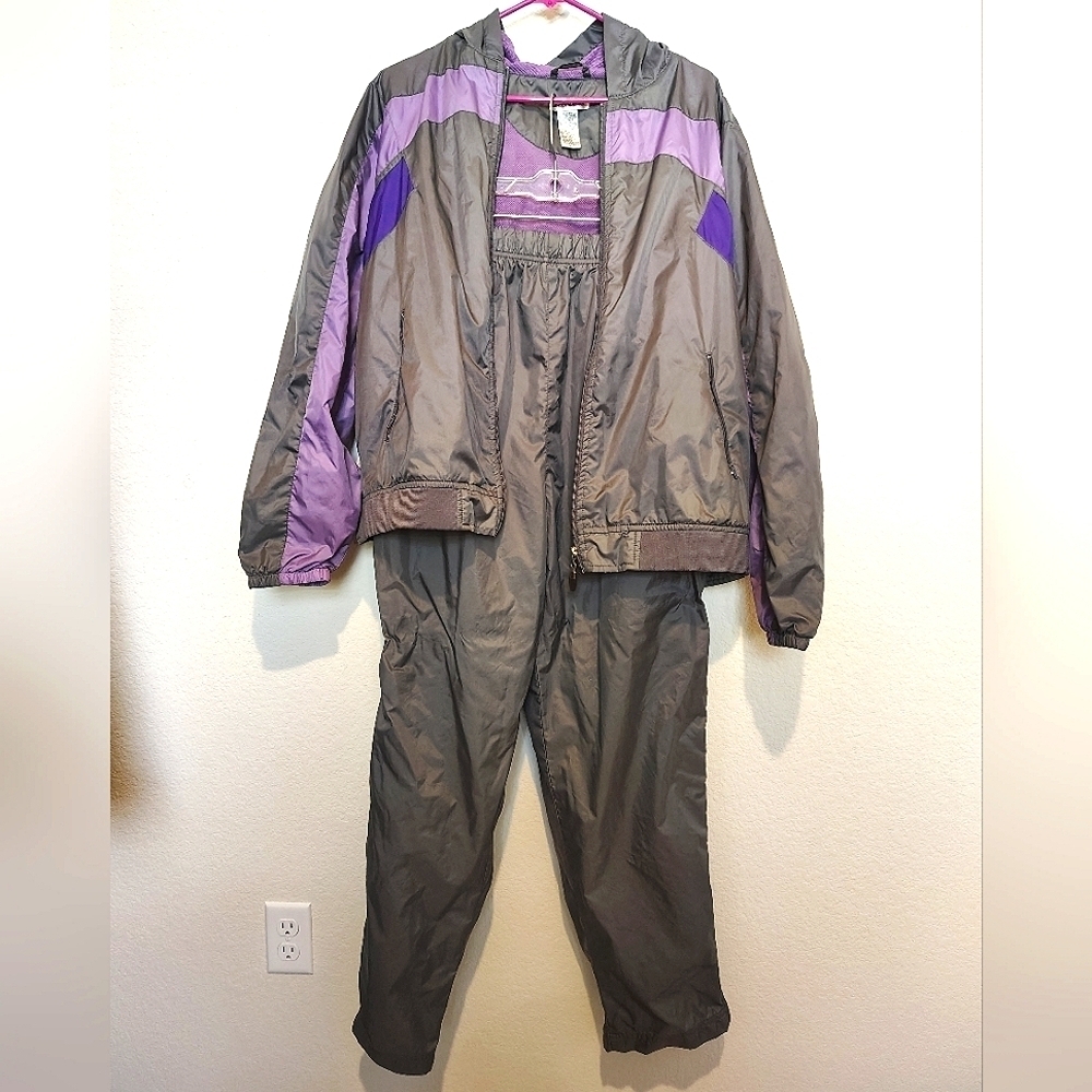 Rebecca Malone Vintage Gray and Purple Tracksuit